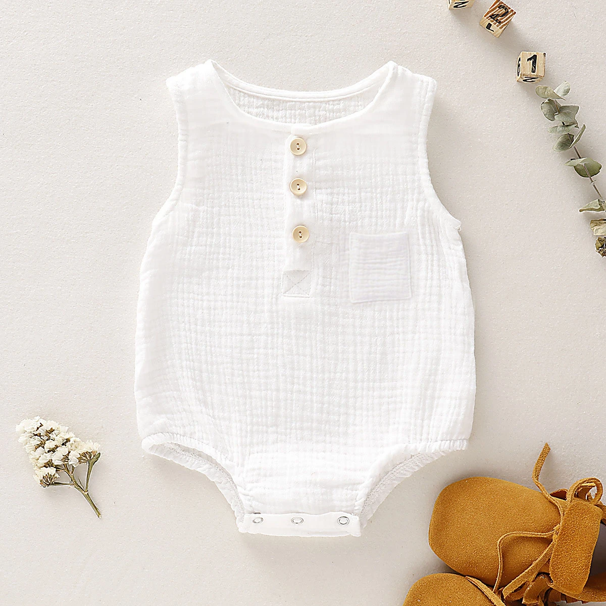 2022 Summer Baby Rompers Boys Girls Bodysuit Muslin Sleeveless Newborn Clothes Fashion Baby Clothing cool baby bodysuits	