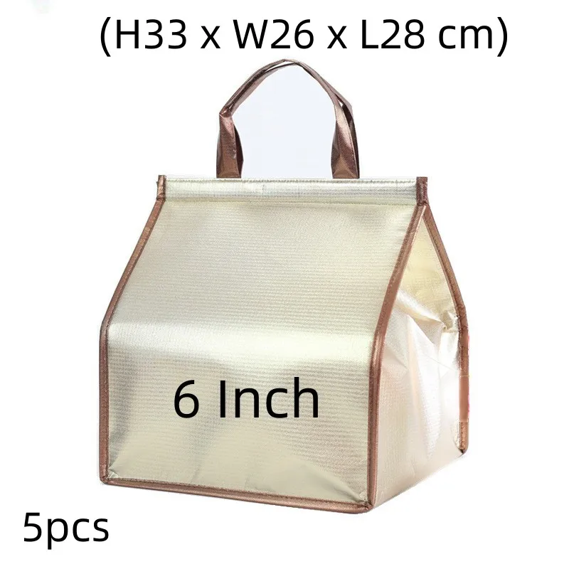 6 Inch Portable Cooler Cake Insulation Bag Thermal Foldable Waterproof Aluminum Foil Food Delivery Multifunction 500 pcs tamper sealed for freshness and safety food delivery sticker 0 5x1 5 inch security seal tamper proof warranty labels