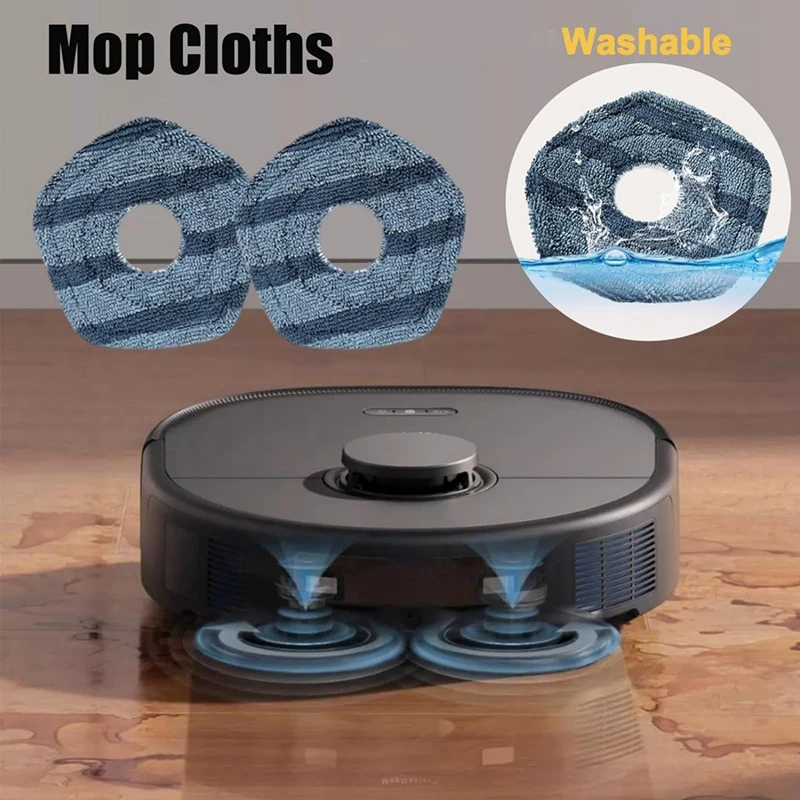 thumbnail interactive-video image 1 of 4pcs Washable Vacuum Mop Cloths Compatible X10 Pro Omni X9 Pro Robot Vacuums For Eufy Reusable Replacement Mopping Pads Vacuum Cleaner Accessories 1 of 13