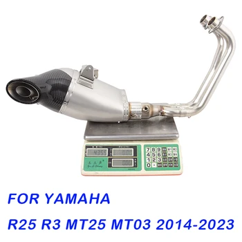 Slip On Motorcycle Exhaust System Escape Muffler Tail Bottom Row Front Mid Link Pipe For YAMAHA YZF R25 R3 MT25 MT03 2014-2023
