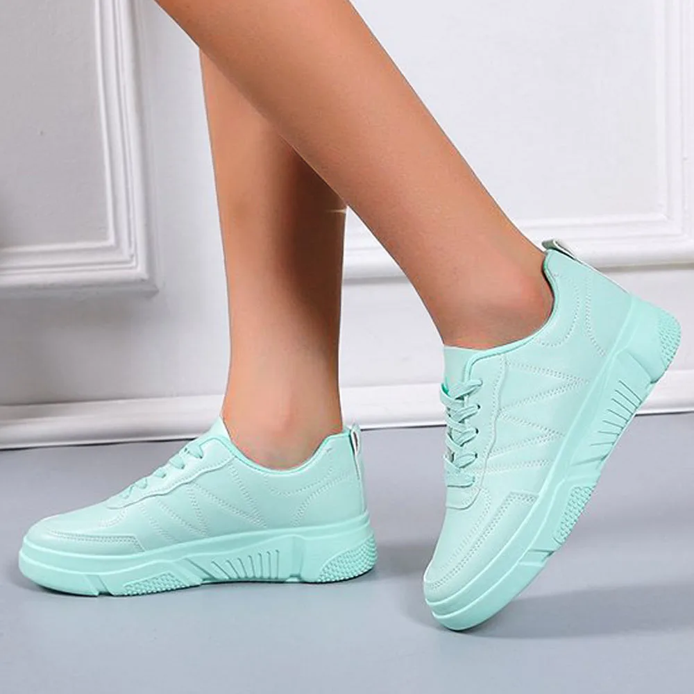 Large-Sized Flats Women 2024 Spring Autumn New Shallow Ladies Lace Up Casual Shoes 36-43 Outdoor Walking Running Sport Sneakers