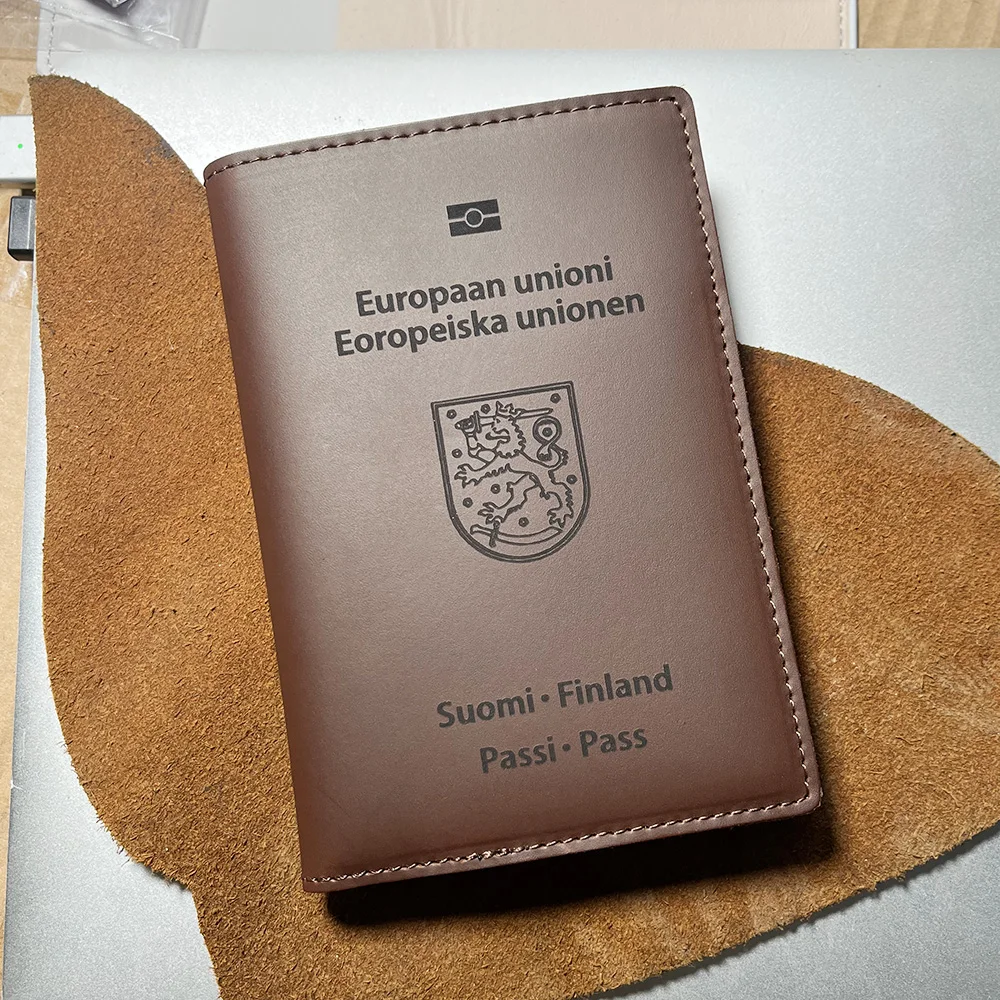 100% Leather Finland Passport Cover Genuine Leather Finnish Passport Holder Passport Case