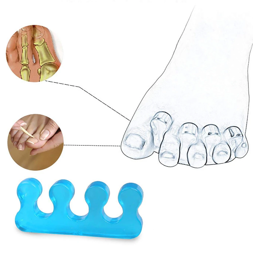 2Pcs/Pair Soft Silicone Toe Nails Separator Blue Pink Flexible Finger Toenails Spacers Separation for Nail Polish Pedicure Tools
