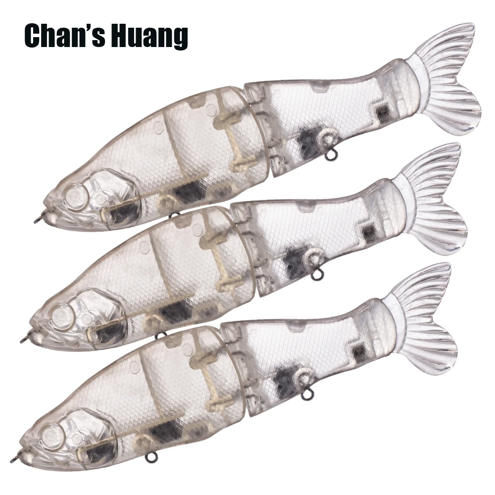 

Chan's Huang 5PCS / LOT Artificial DIY Fishing Lure Blank Unpainted Rattle Lure Sinking Glide bait Swimbait With Soft Tail