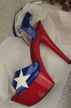 15cm star shoes with high-heeled pumps, nightclub girls' super-high heels, painted stilettos, dancing shoes