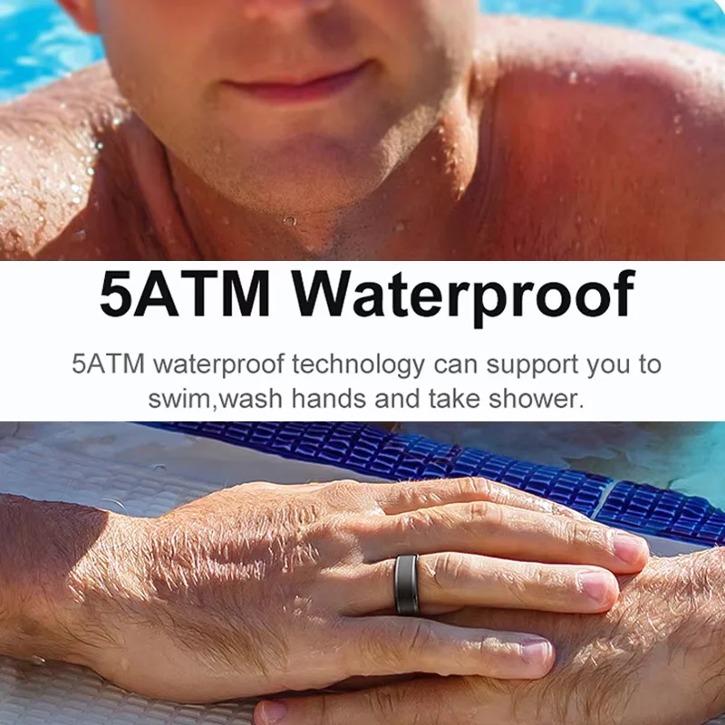 R03 Smart Ring Men Women With Charing Case,Health and Sleep Monitor,IP68 & 5ATM Waterproof,Multi-sport Mode For Andriod IOS - 5