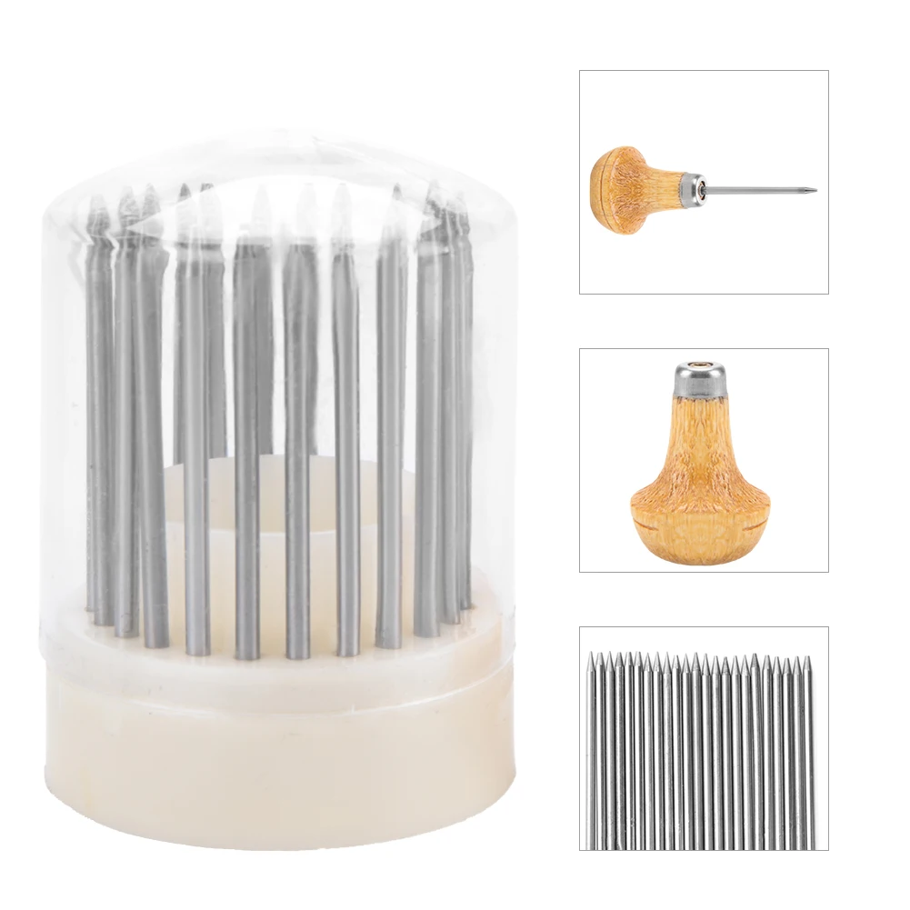 23pcs Beading Grain Tools Graver Beader with Wood Handle for Goldsmith Diamond Stone Beards Setting Tool Jeweler Jewelry Tools