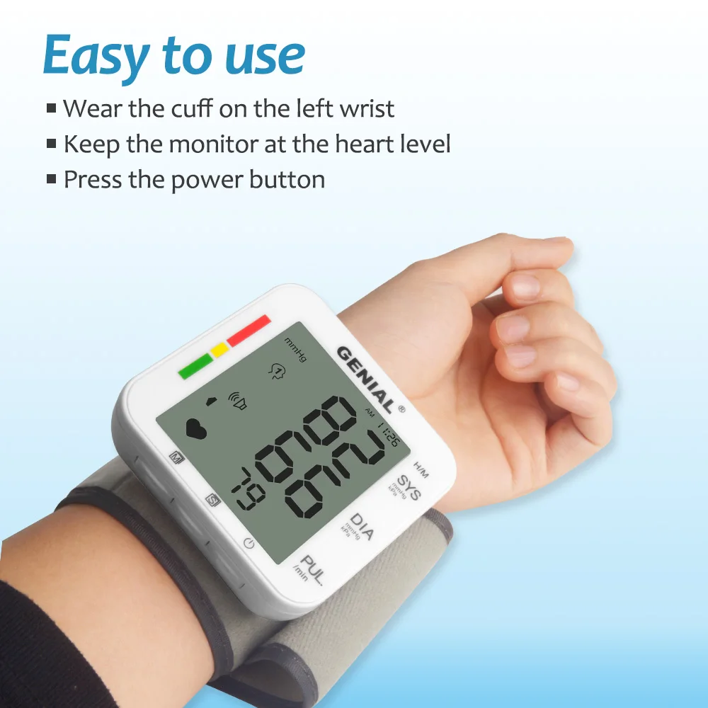Wrist Blood Pressure Monitor Bp Monitor Large LCD Display Blood Pressure Machine Adjustable Wrist Cuff 5.31-7.68inch 4