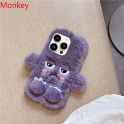 Fluffy Plush 3D Cute Cartoon Soft Bumper Case - Oneplus 8 Pro (PURPLE)