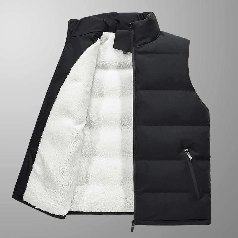New Men's High-Quality Bakery Clothing Sleeveless Stand-Up Collar Big Size Padded Vest Warm Solid Color Men's M-8XL