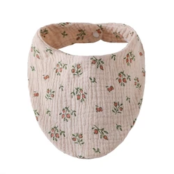 Organic Cotton Muslin Baby Bandana Bib - Soft & Absorbent Scarf (D)