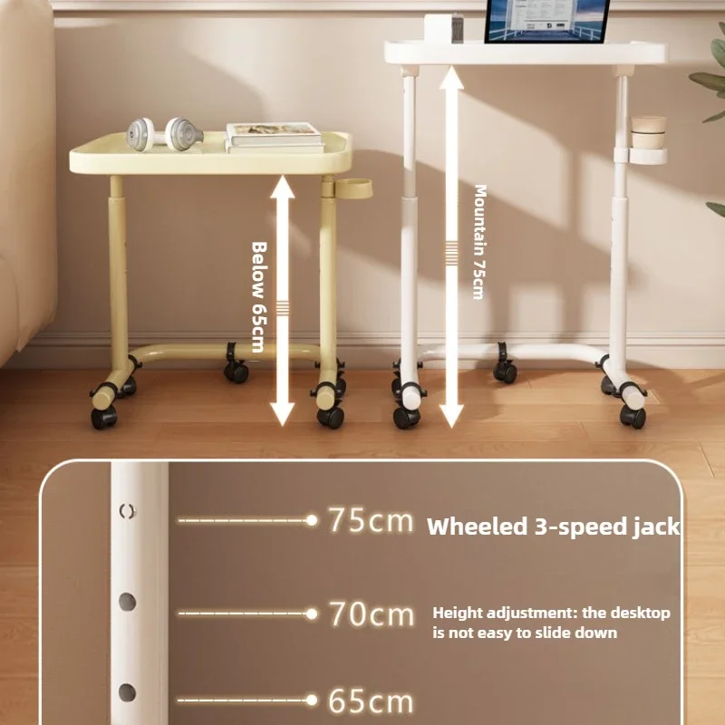 Stainless Steel Mobile Dining Side Table Adjustable Angled Eating Desk Foldable Rolling Table Height-Adjustable Bedside Tray