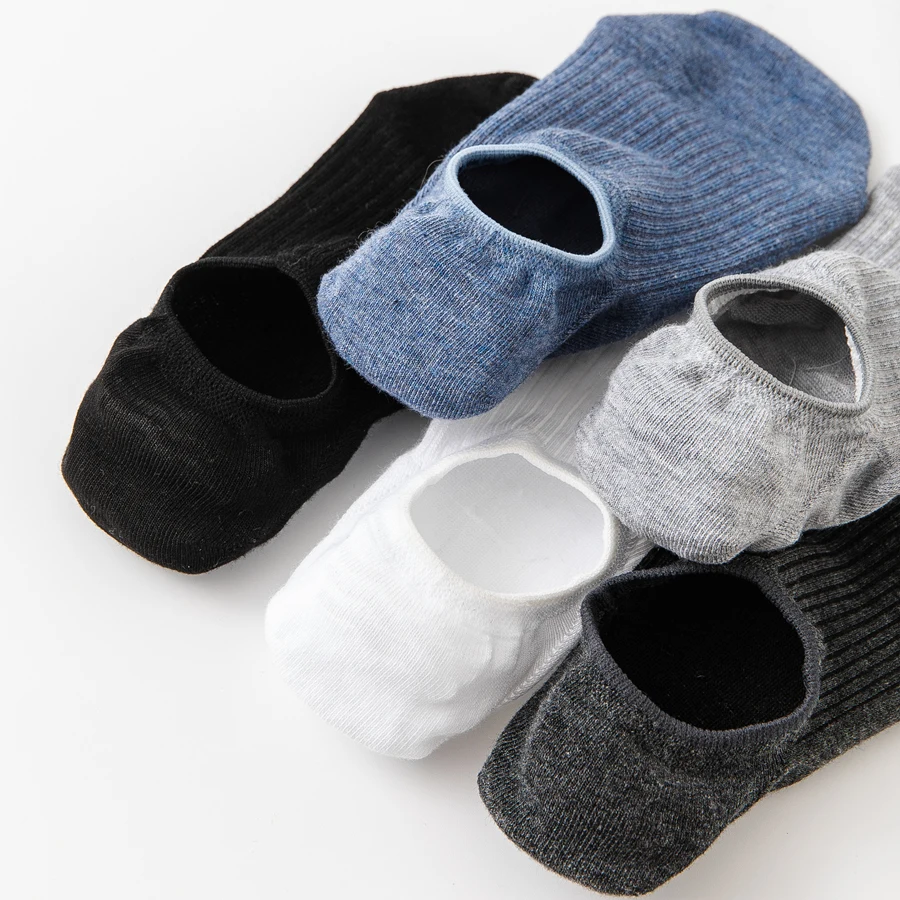 6 Paar einfarbige Sommer-Herren-Bootssocken, unsichtbare Knöchelsocken mit Silikon-Anti-Rutsch-Griffen, Retro-Herrensocken – Detail 5