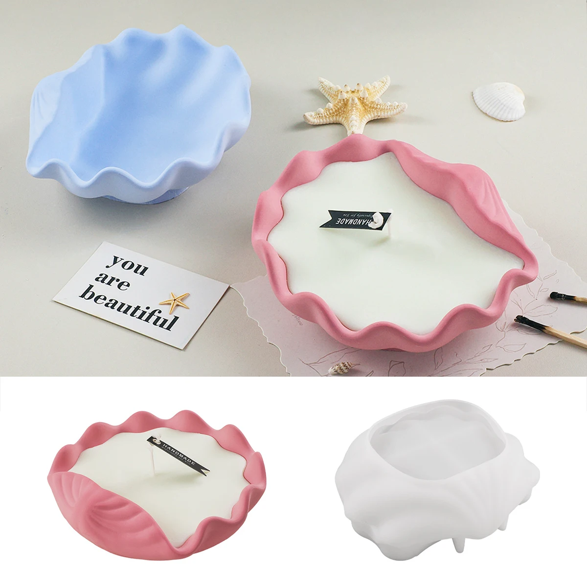 Conch Candle Jar Silicone Molds DIY Handmade Scented Wax Jewelry Storage Box Making Molds Plaster Cement Mould Home Decor Crafts