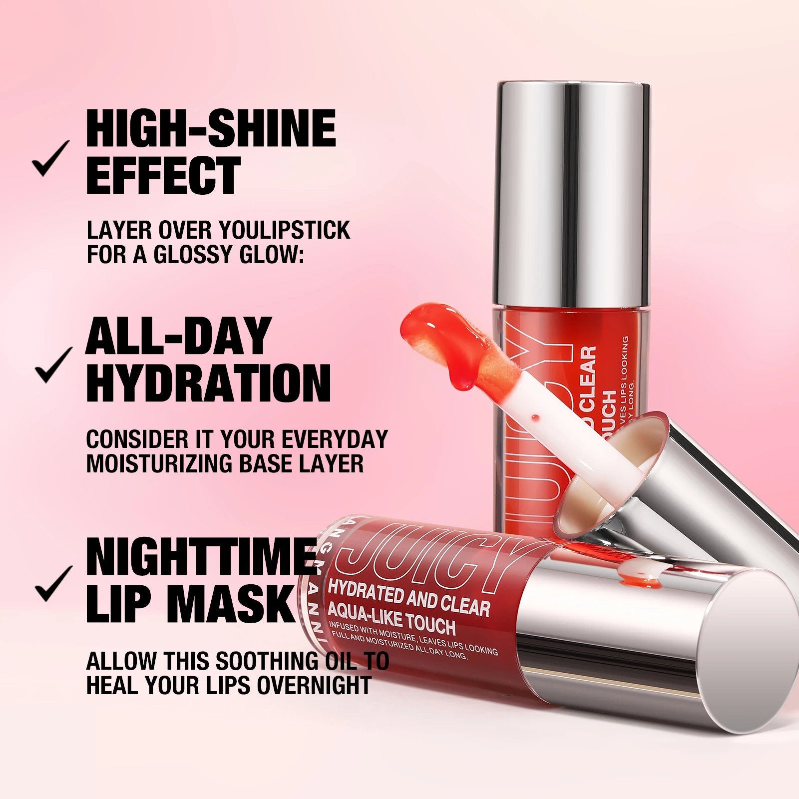 LANGMANNI 6 colors moisturizing mirror large brush head lip oil lasting light lines lip color does not fall out of the oil