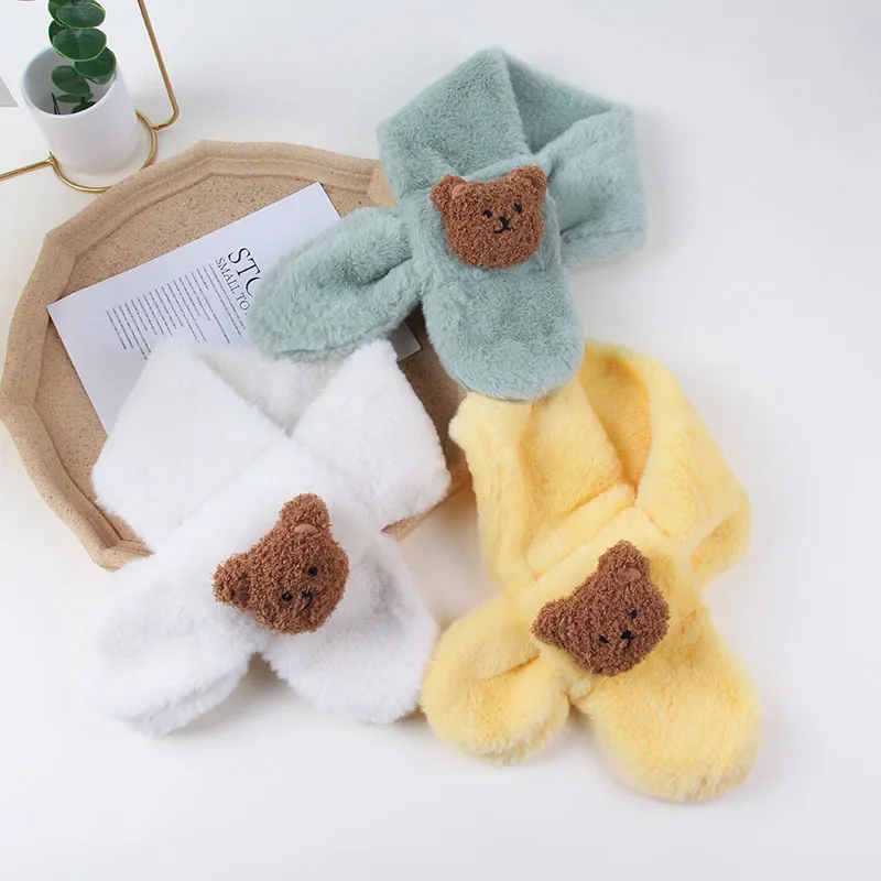 

Kawaii Baby Scarfs Lovely Cartoon Doll Bear Shawls for Toddler Boy Girl Cute Scarf Autumn Winter Warm Baby Clothing Accessories