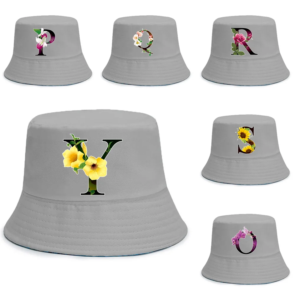

Unisex Bucket Hats Man Women Cotton Reversible Fisherman Cap Girl Boy Outdoor Beach Double-sided Fishing Caps Flower color Print