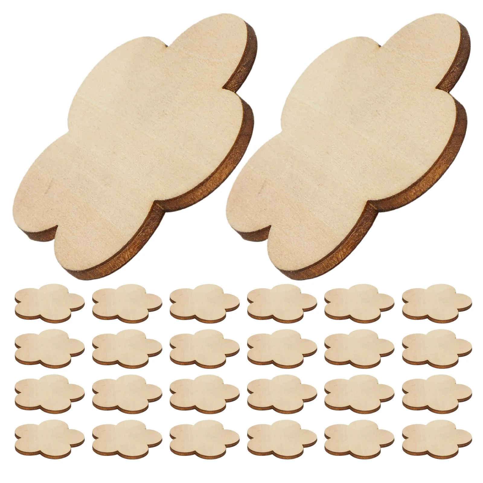 30Pcs 나무 꽃 컷아웃 매화 꽃 미완성 나무 조각 결혼식 홈 장식 DIY 공예 프로젝트 천연 나무