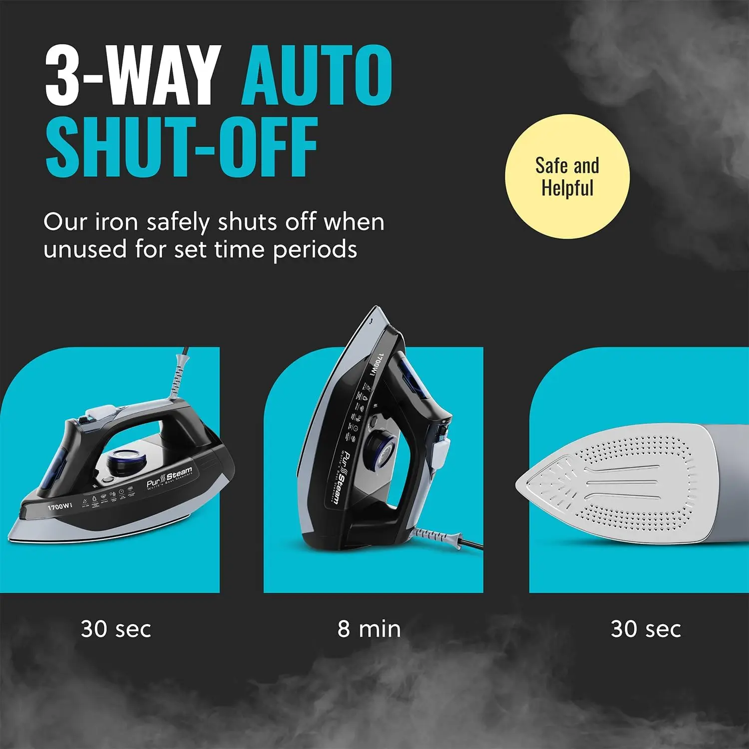 Iron for Clothes 1700W with Self-Cleaning Nonstick Stainless Steel Soleplate, Auto Shutoff, Anti-Drip 5