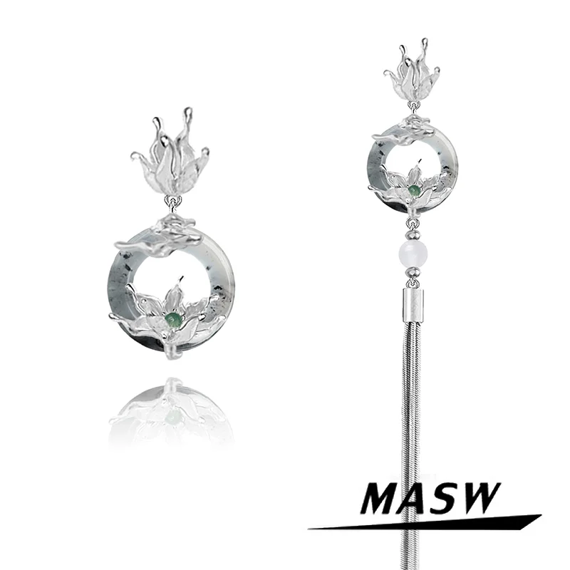 

MASW оригинальные дизайнерские Роскошные ювелирные изделия в китайском стиле высококачественные стеклянные висячие серьги в форме цветка для женщин и девушек
