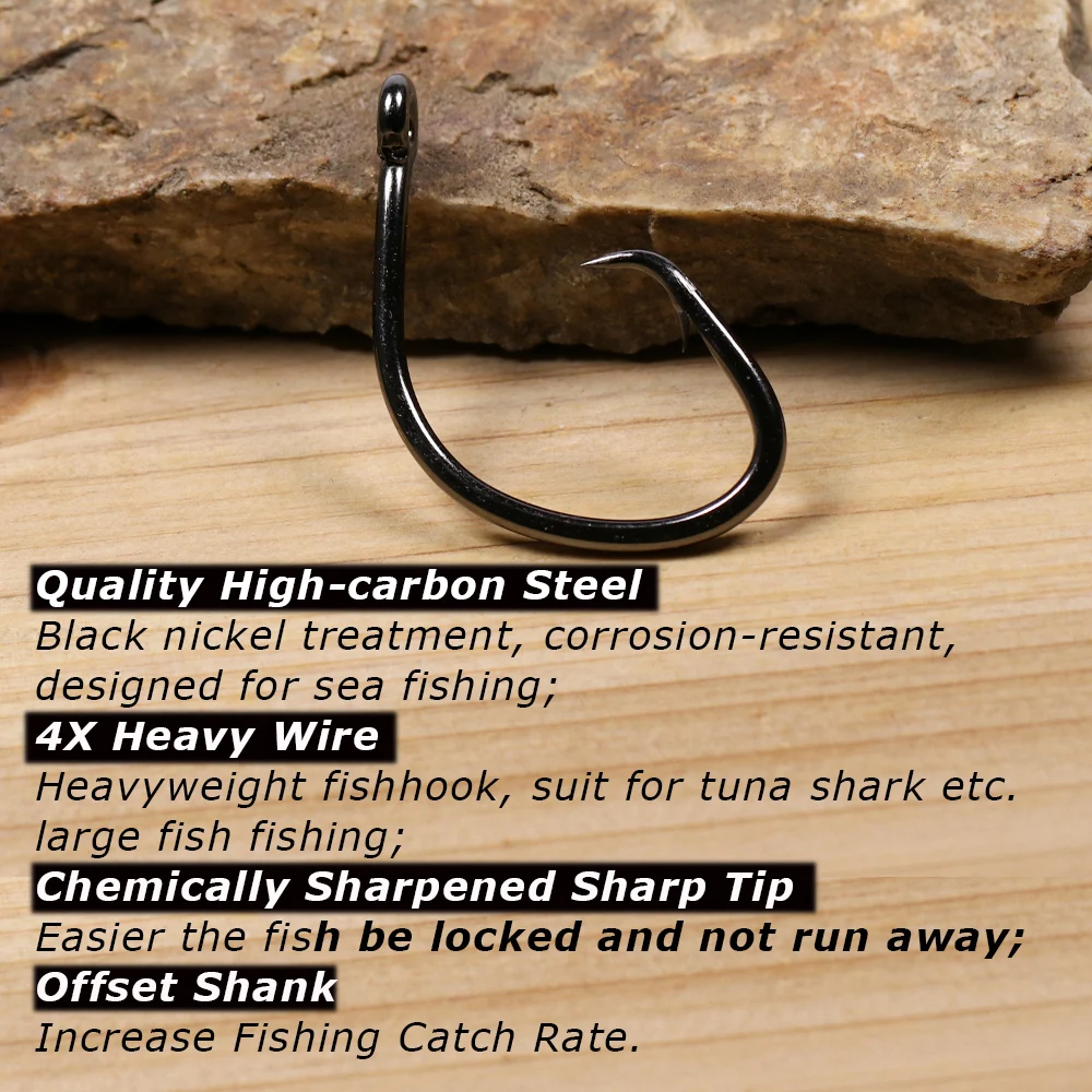 Bimoo High Carbon Steel Saltwater Fishing Circle Hooks for Catfish Rig  Grouper Tuna Shark Reef Fishing Big Game Fishing Tackle