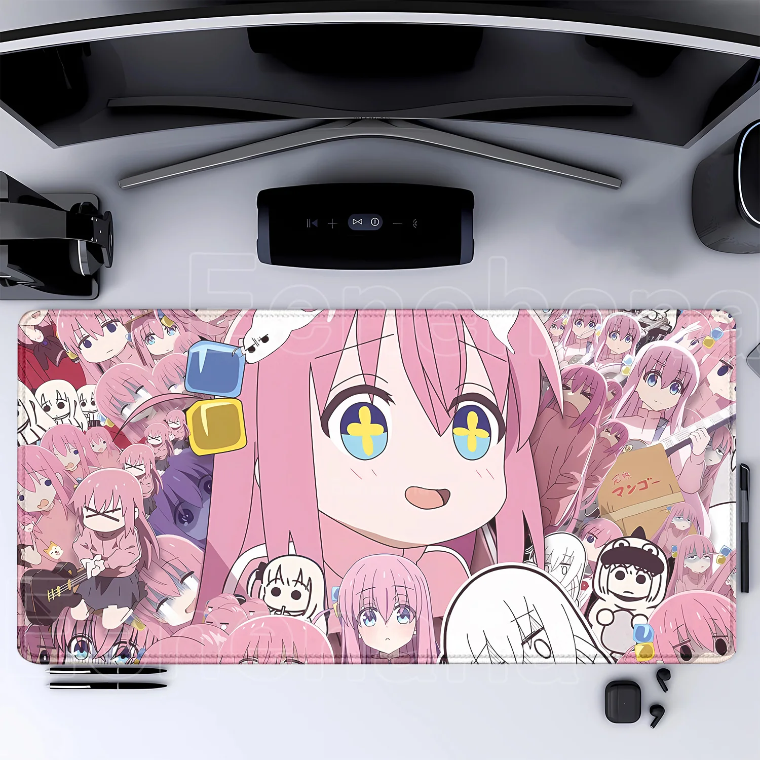 Bocchi The Rock Large Gaming Mousepad - HD Print Rubber Desk Mat with Locking Edge and Non-Slip Base