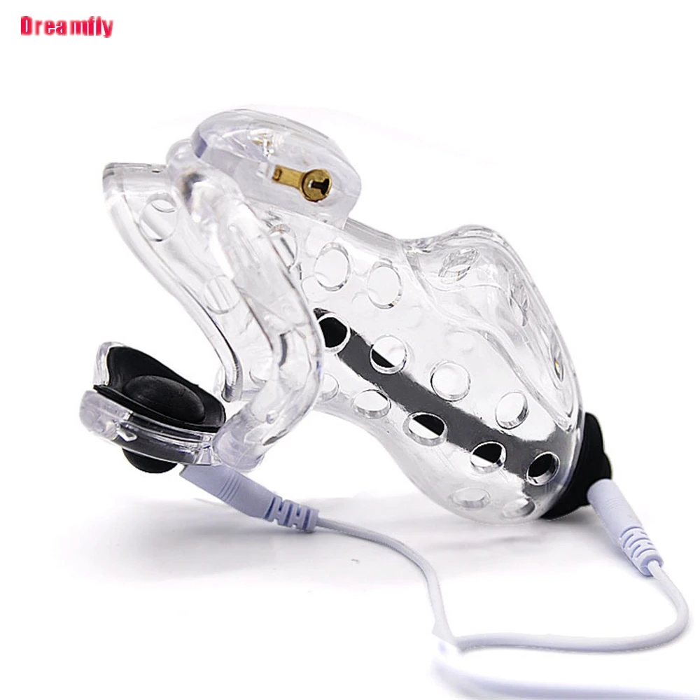 Male Chastity Device Penis Cage Ring Ball Lock Electro BDSM Restraint Toy