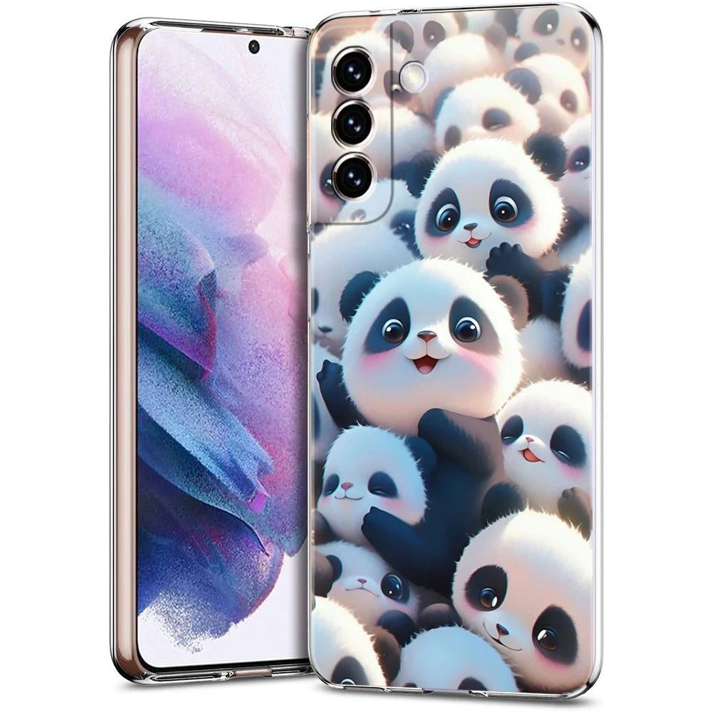 Cartoon schöne Panda Handy hülle für Samsung Galaxy S23 S20 Fe S22 S21 Ultra M21 M22 M32 S10 S10E S9 S8 plus 5G transparente Hülle – Detail 1