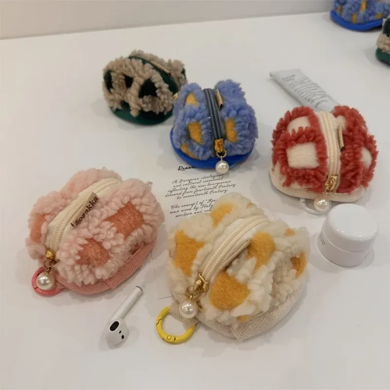 

1 Piece Retro Classic Earphone Bag Vintage Checkboard Lovely Mini Plush Wireless Headset Storage Bag for Airpods Xiaomi Huawei