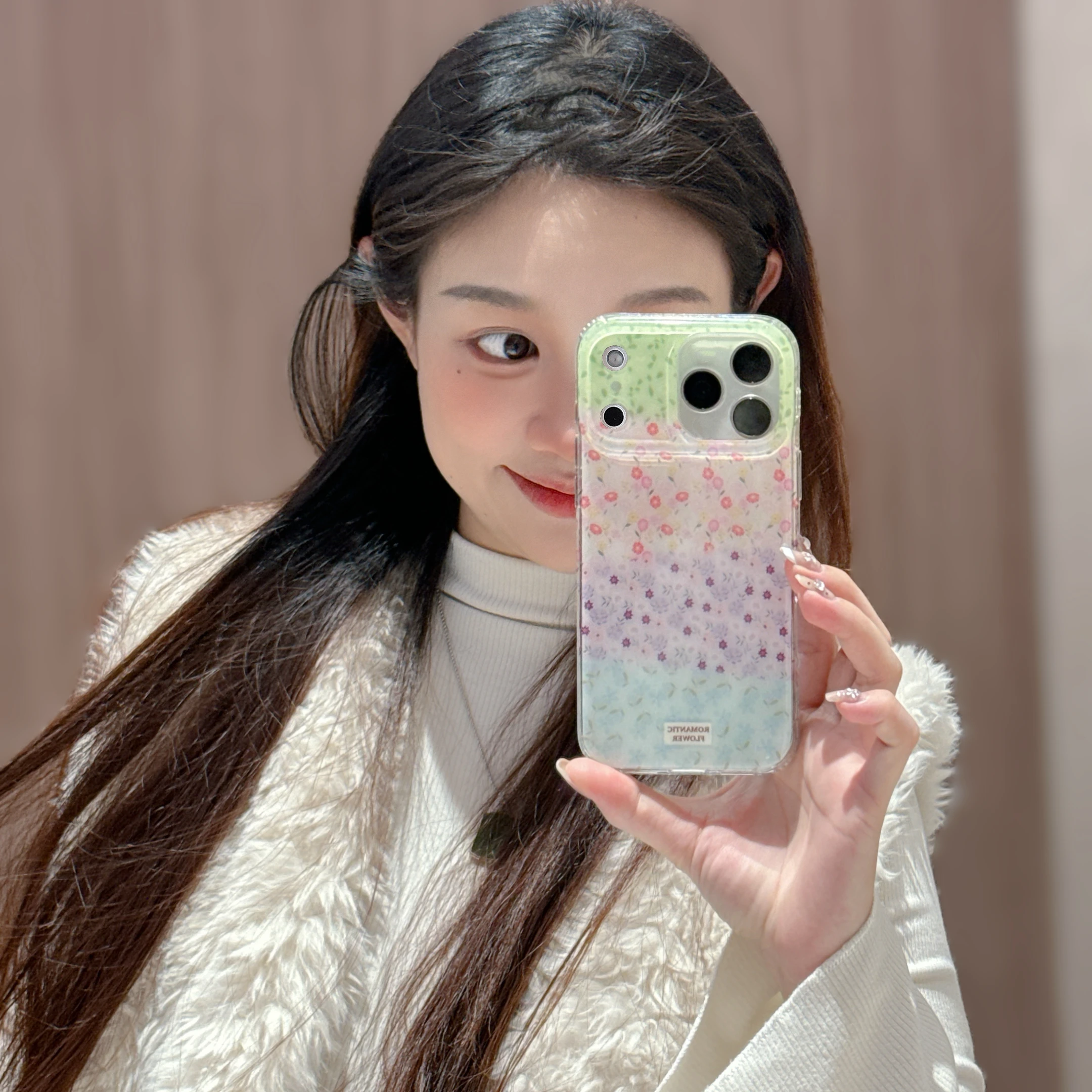Romantic Floral Gradient Pastel Flower Print Minimalist Phone Case Back Cover