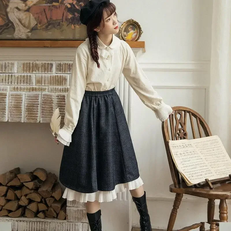 Women 2023 New Korean Fall Japanese Gothic High Waist Skirt Women Long Harajuku Midi Skirt Female High Street All-Match Skirt