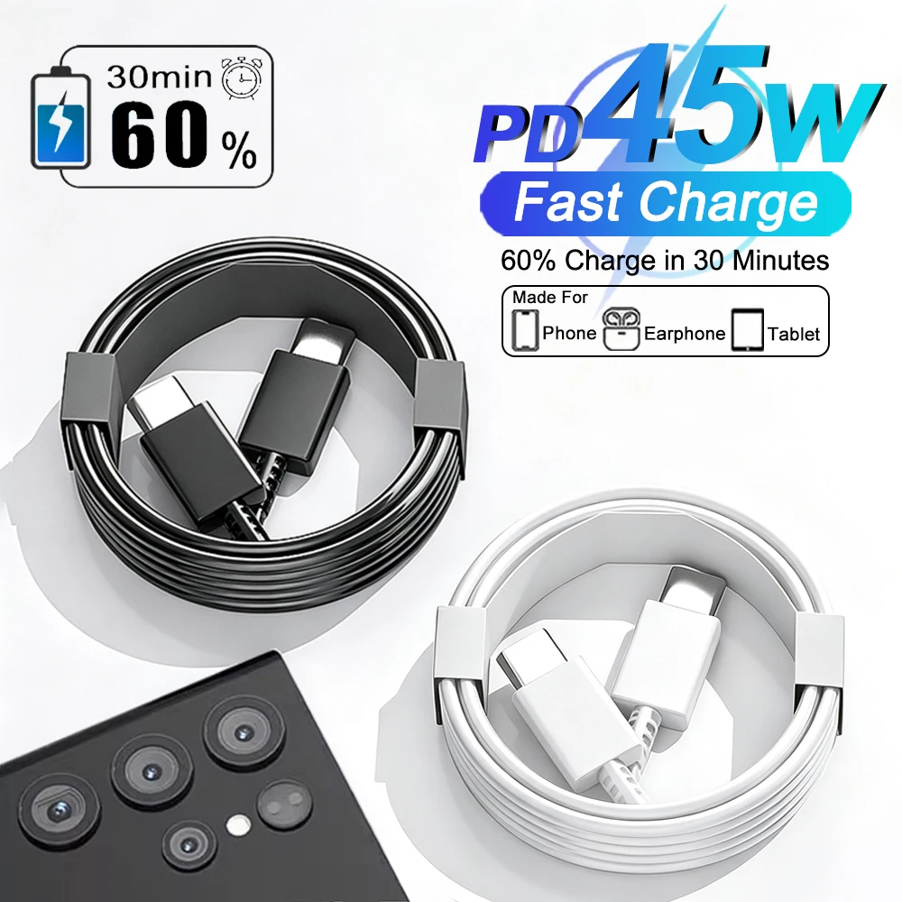 45W PD Fast Charging Type C Data Cable with Enhanced Durability