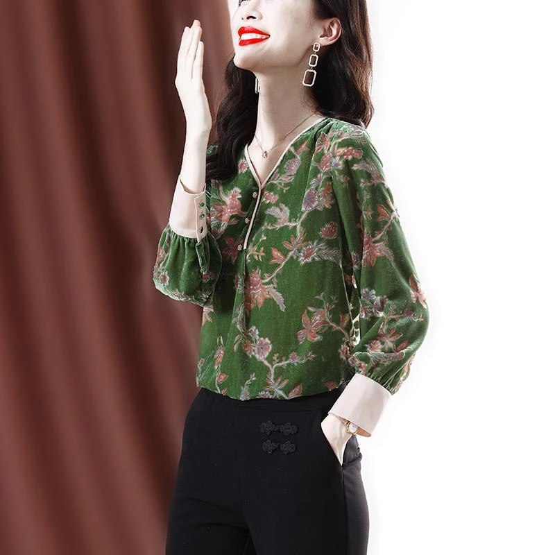 Chiffon Shirt Female Seven -point Sleeve Chinese Style O Neck Printed Shirt  Design Retro Shirt Female 2022 Summer New Blouse - Women Shirt - AliExpress