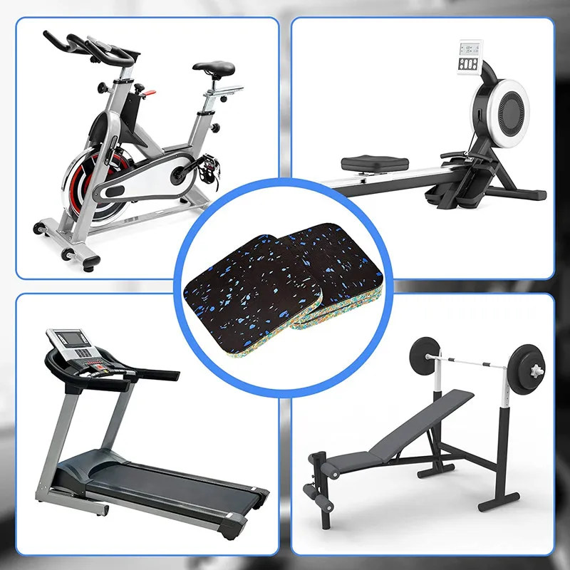 Description Picture 4 of item4/6 Pcs Exercise Equipment Mat Treadmill Pads Floor Rubber Mats for Home Gym Fitness Hardwood Floor Protection Anti Slip