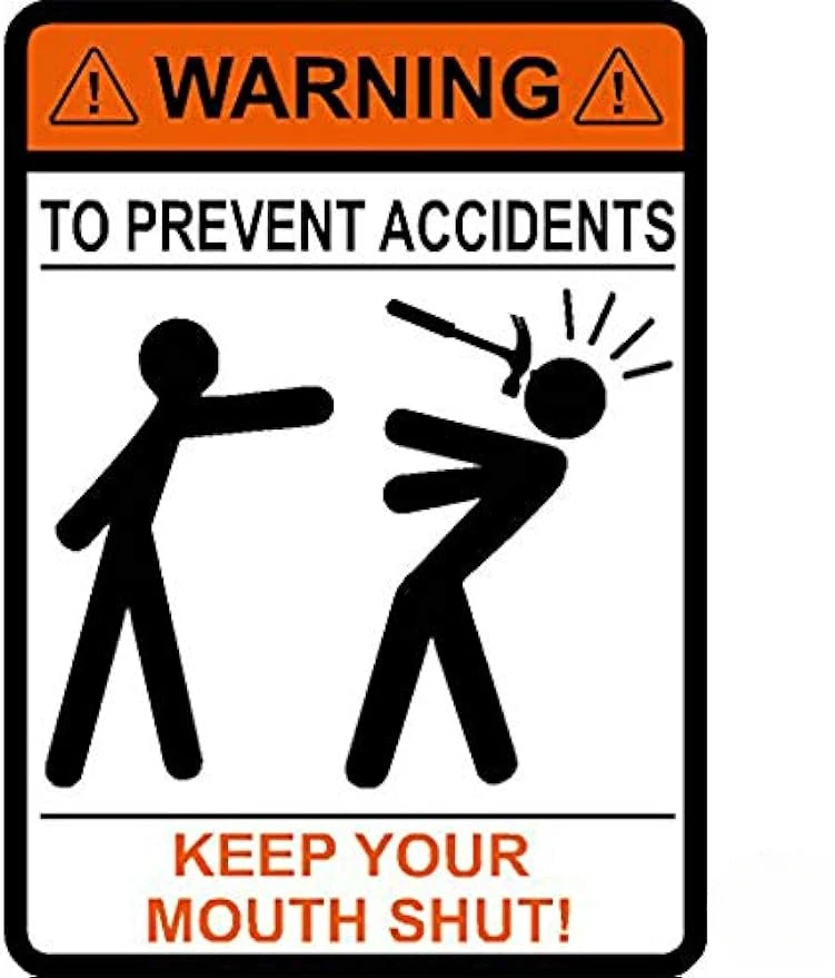 

Reflective Warning to Prevent Accidents Keep Your Mouth Shut, Hammer, Carpenter, Construction, Vinyl Decal car Sticker