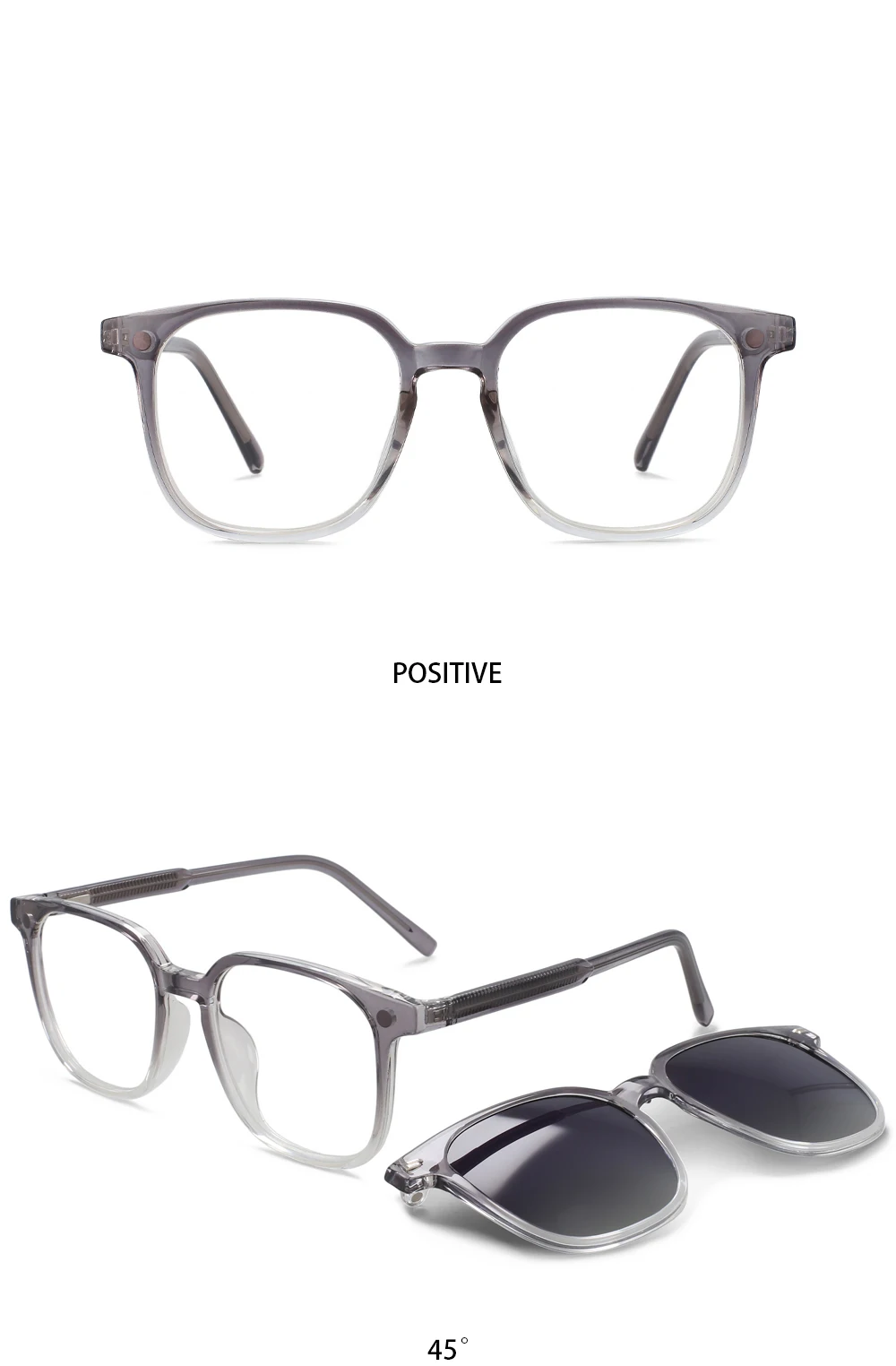 R56532 Damen quadratische Lesebrille 100 ~ 300 polarisierte Magnet clip Frauen Mode presbyopische Brille – Detail 9