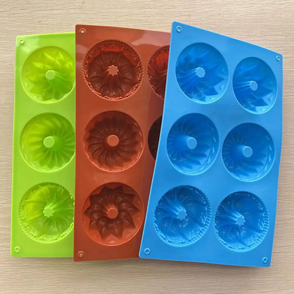 

Flower Cake Mold Nonstick Silicone Mini Bundt Cake Mold Set 3 Shapes 6-grids Bpa-free Oven Safe Easy Release for Cupcake