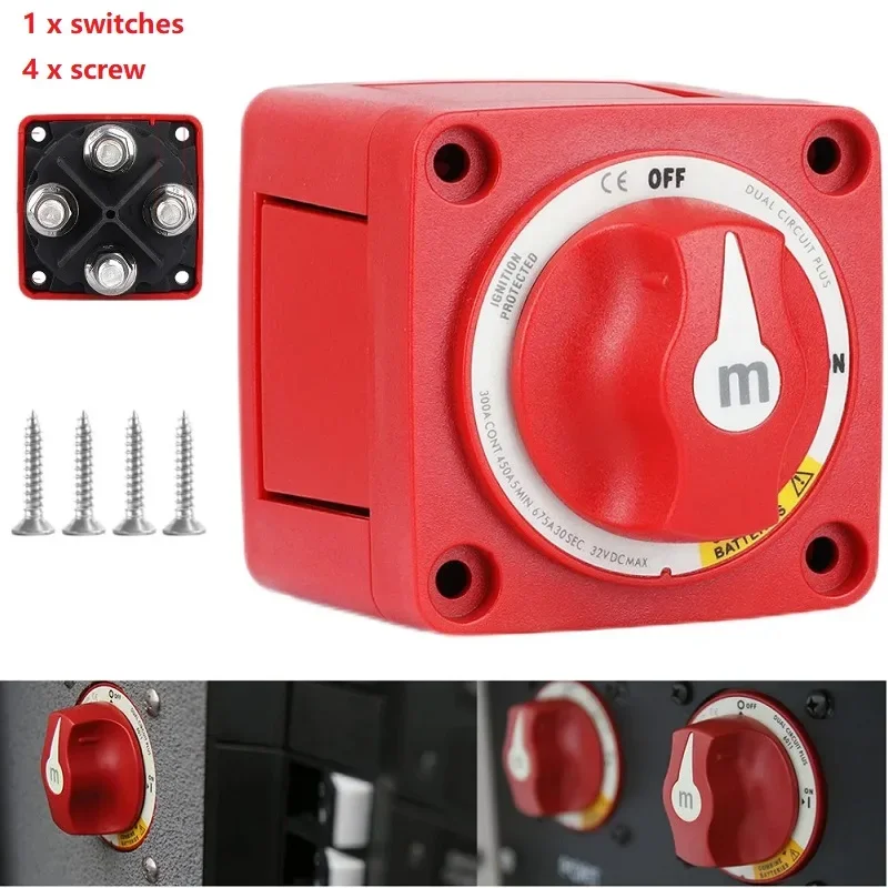 12-32V 100-300A Rv Car Boat Battery Selector Isolator Disconnect Battery Switch Mini Waterproof 6011 M-Series Dual Circuit Plus