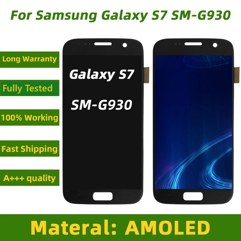 

Super Amoled LCD For Samsung Galaxy S7 G930 G930F Display Touch Screen Digitizer assembly With Frame Replacement parts