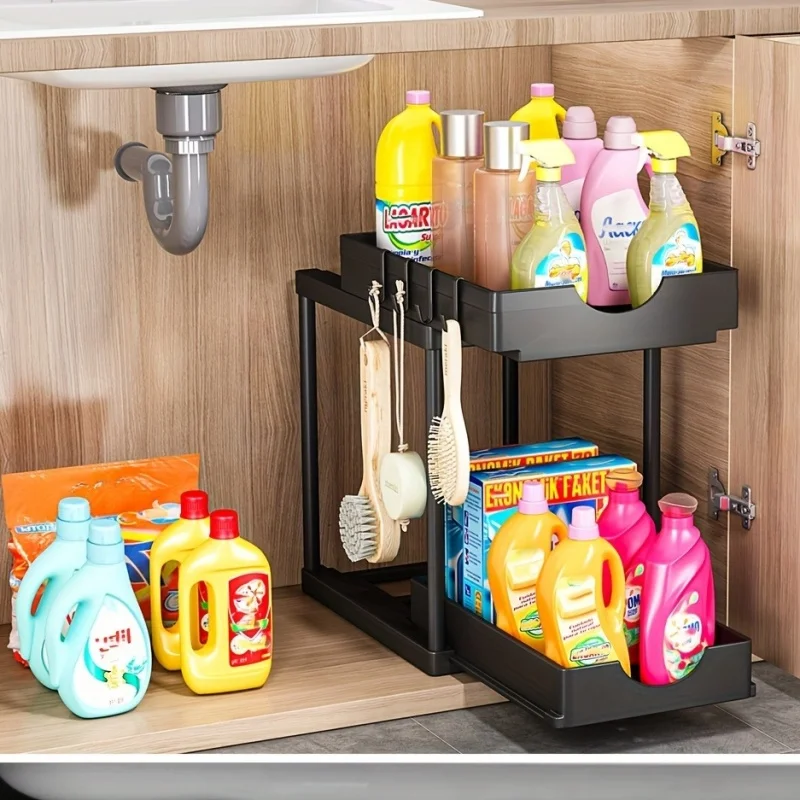 Organizer Trasparente Per Bagno 3 Livelli Con Cassetti Estraibili – Sottolavandino In Plastica PET E Acciaio – Modulare E Personalizzabile - 5