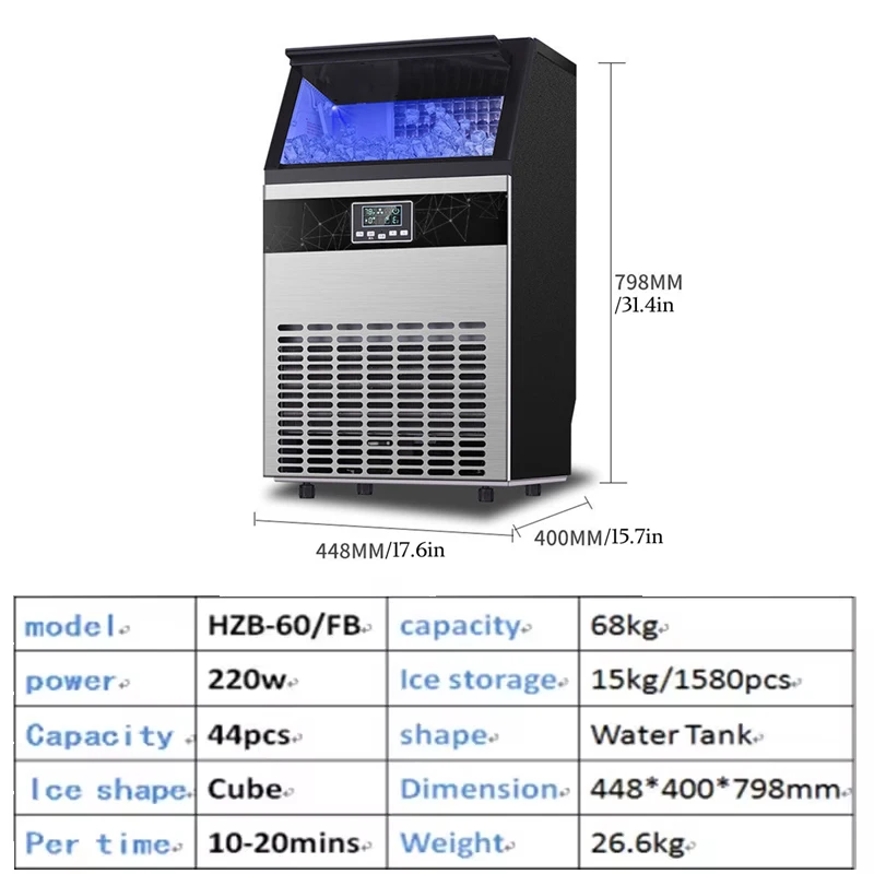 High Efficiency Ice Making Machine Commercial Ice Maker Milk Tea Shop Large Scale Cube Making Machine