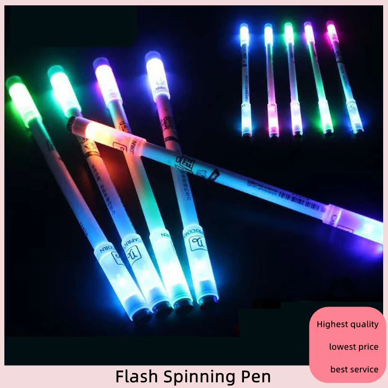 Spinning Pen Flexible With Light Plastic Gift Ballpoint Rotating Led Flash Student Stationary Student Pencil Balance Random