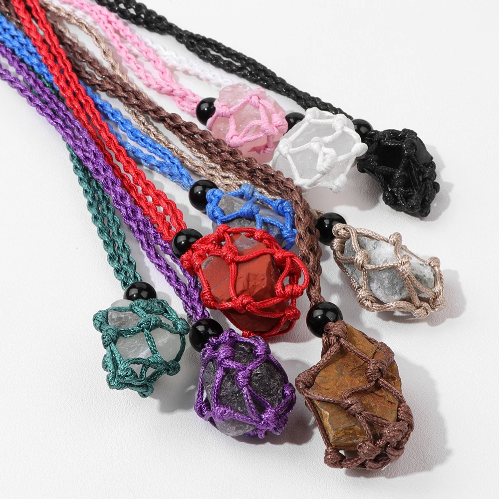 1pc, Boho Style Crystal Necklace Holder Cord, Empty Adjustable Crystal  Stone Holder, Braided Necklace Adjustable Length Crystal Stone Lucky Stone  Pendant Net Cord For Jewelry Making Necklaces,Crystal Necklace Bracelet  Holder Cord, Empty