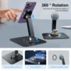 Black Magnetic Metal Stand 360° Rotatable Holder for Portable Monitor, iPad & iPhone Displays,  Stable 3KG Bracket 4