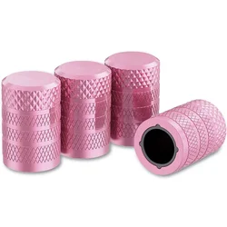 Premium Aluminum Tire Valve Stem Caps - Set of 4 - Corrosion Resistant Covers (Pink)
