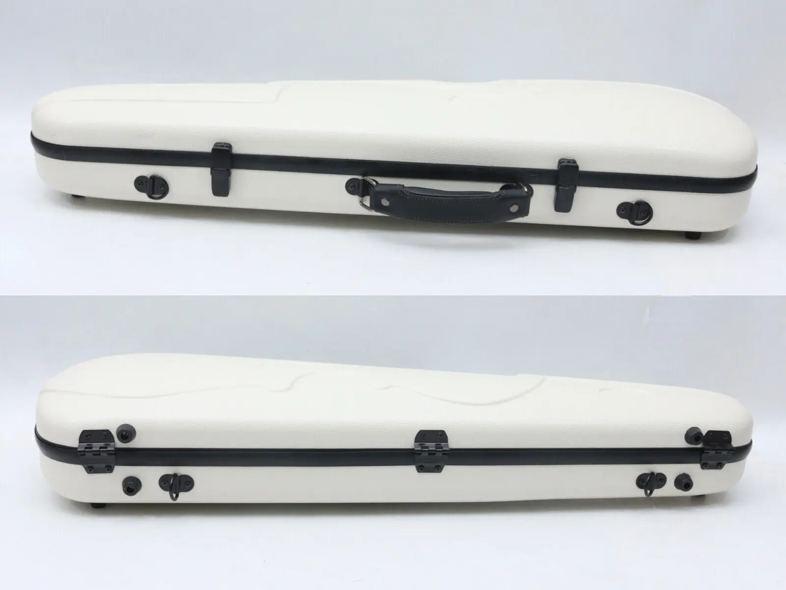 

4/4 Size Violin Case Light Weight Hard Shell Case Durable Handle Strong Straps White Appearance with 2 Bows Holder