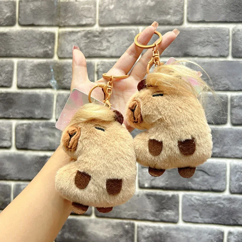 

10CM Cute Capybara Soft Stuffed Plush Toys Close Eyes Exquisite Kawaii Schoolbag Pendant Birthday Present for Friend or Children