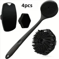 4-piece bath brush set Soft silicone bath brush with non-slip handle, easy to clean and rinse, perfect for use in the bath