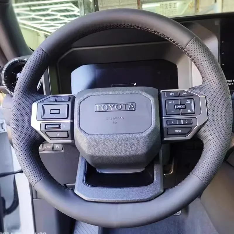 Premium Black Leather Braided Steering Wheel Cover - Full Coverage for Enhanced Interior Style