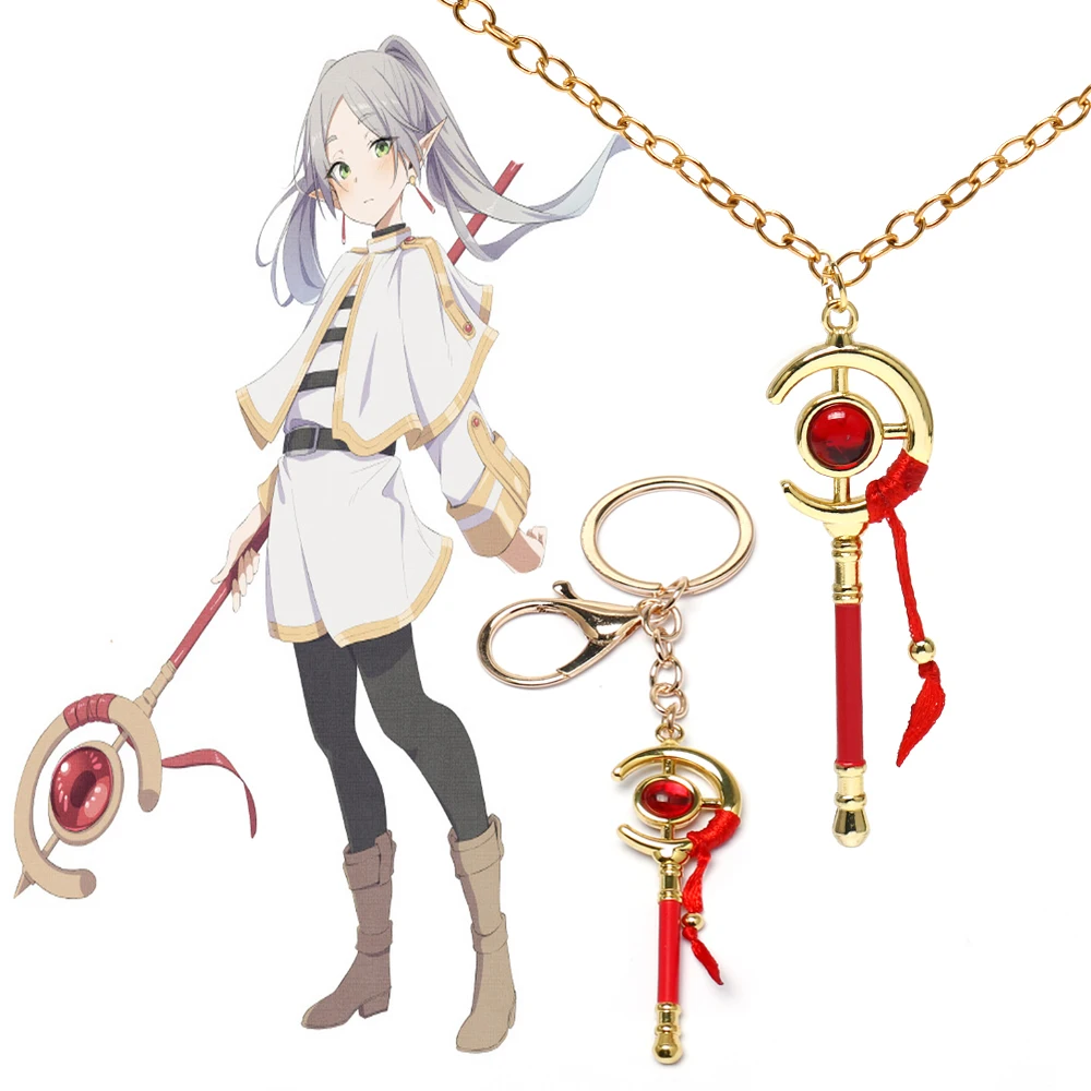 Anime Frieren At The Funeral Frieren Cosplay Key Chain Beyond Journey's End Magic Wand Keychains Bag Pendant Accessories